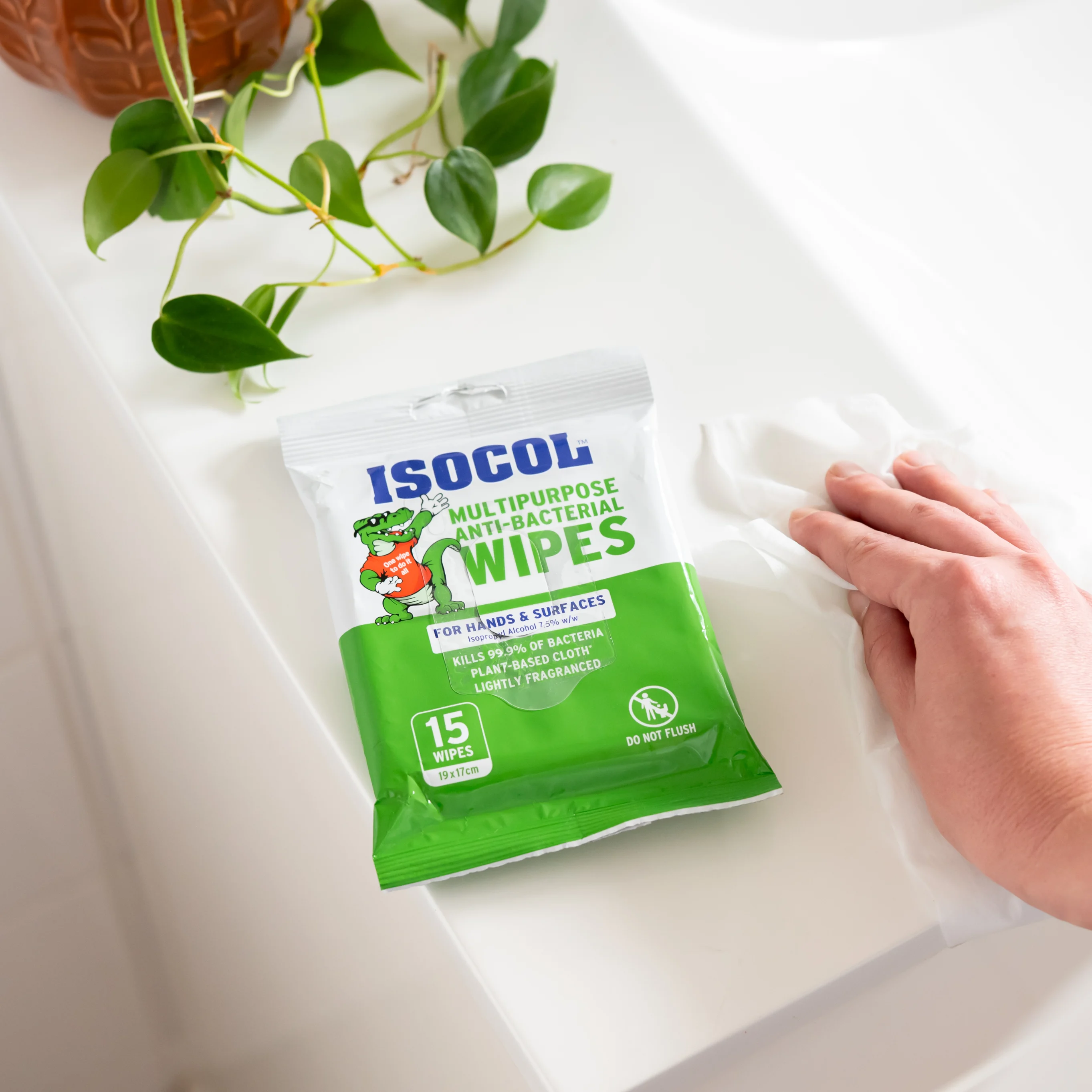 ISOCOL Multipurpose Anti-bacterial Wipes 15pk