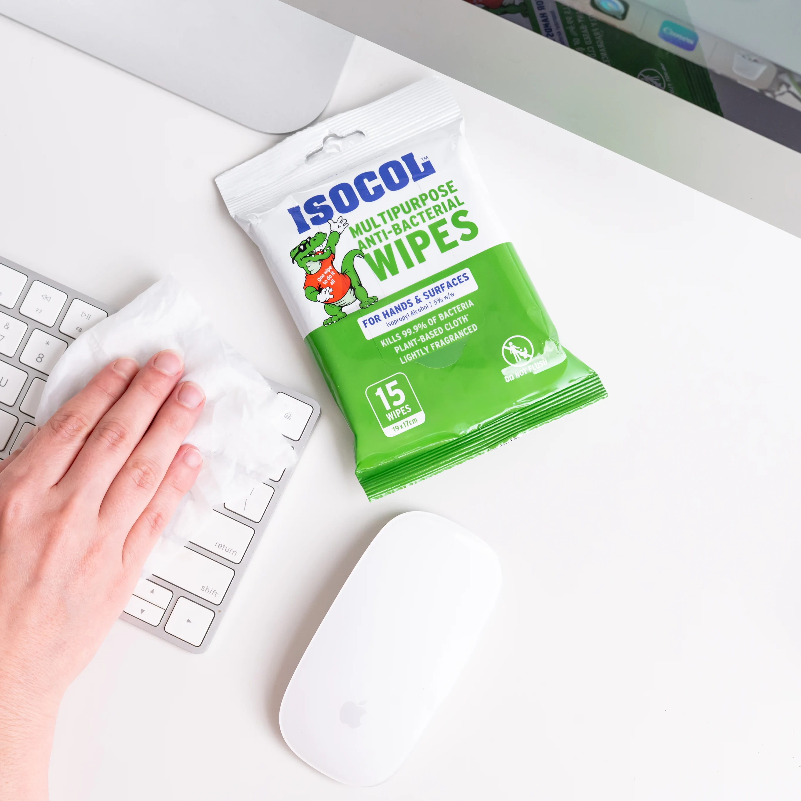 ISOCOL Multipurpose Anti-bacterial Wipes 15pk